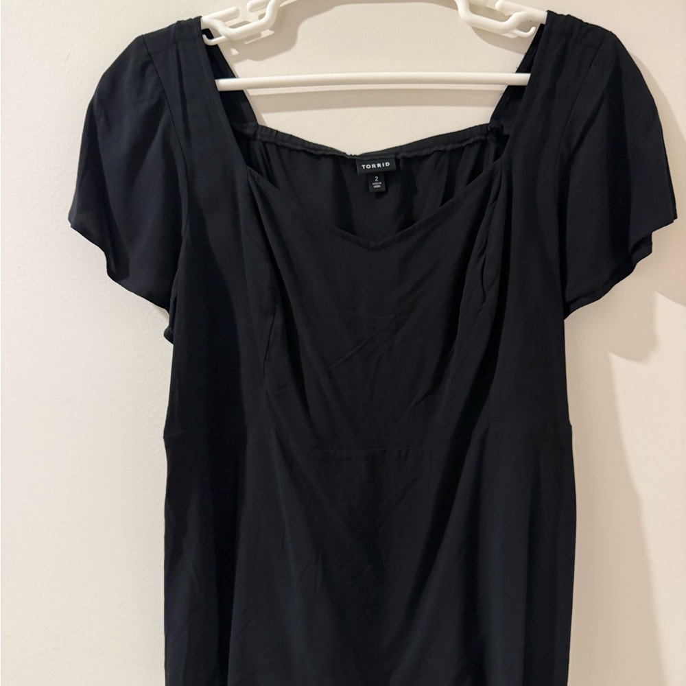 torrid Black Scoop Neck Short Sleeve Peplum Blouse